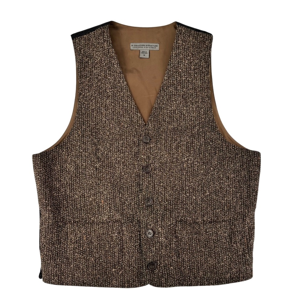 Le Collezioni Structure Marled Wool Silk Blend Vest Mens Medium Brown Vintage